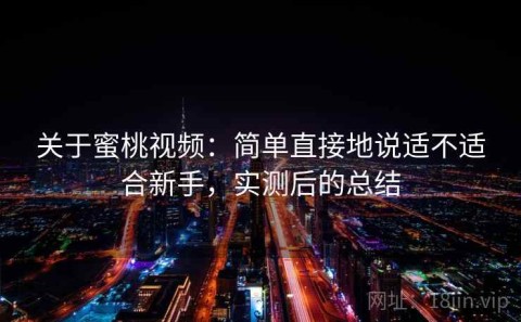 关于蜜桃视频：简单直接地说适不适合新手，实测后的总结