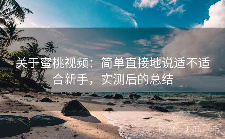关于蜜桃视频：简单直接地说适不适合新手，实测后的总结
