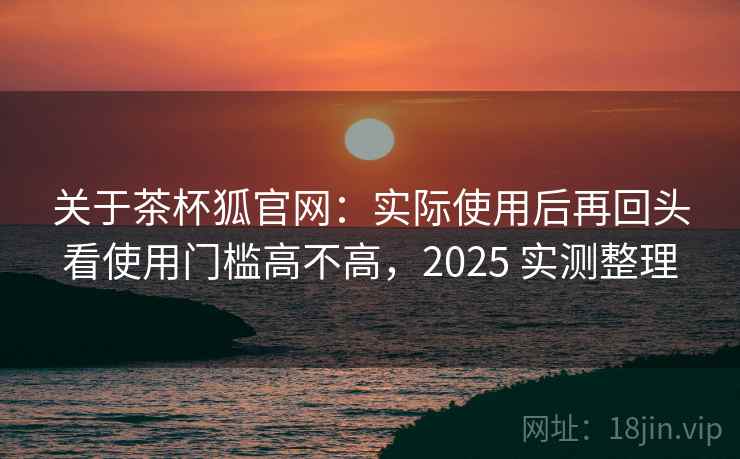关于茶杯狐官网：实际使用后再回头看使用门槛高不高，2025 实测整理