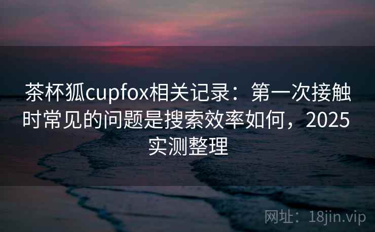 茶杯狐cupfox相关记录：第一次接触时常见的问题是搜索效率如何，2025 实测整理